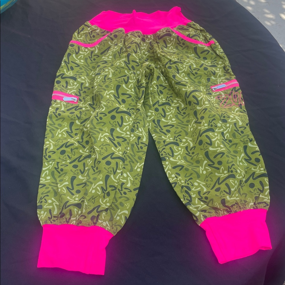 Zumba Fitness Neon Pink and Green Camouflage Joggers